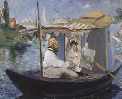 Edouard Manet Monet Painting in his Studio Boat (nn02) China oil painting art